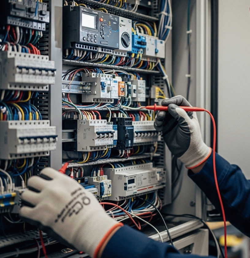 Technician working on a panel